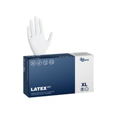 Latexové rukavice LATEX FIT 100 ks, pudrované, bílé, 5.0 g XL