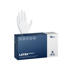 LATEXOVÉ rukavice BÍLÉ Vel S NEpudrované Latex Medical 5,6g  [100 ks]