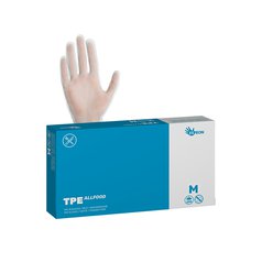 T-PE rukavice TPE ALLFOOD 200ks, nepudrované bílé 37mi, Velikost M