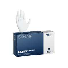 LATEXOVÉ rukavice BÍLÉ Vel M NEpudrované Latex STANDARD 5,0g [100 ks]