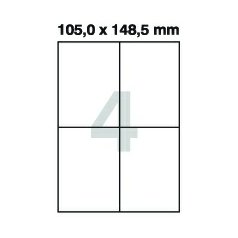PRINT A4, samolepicí etikety, 105x148,5 mm,  BÍLÉ, (100listů/2x2=4 etikety)
