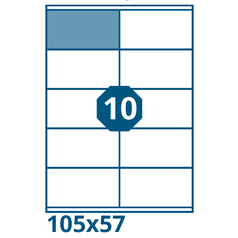 PRINT A4, samolepicí etikety, 105x57 mm,       BÍLÉ, (100 listů/2x5=10 etiket)