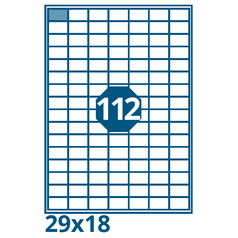 PRINT A4, samolepicí etikety, 29x18 mm,        BÍLÉ, (100 listů/16x7 = 112 etiket)