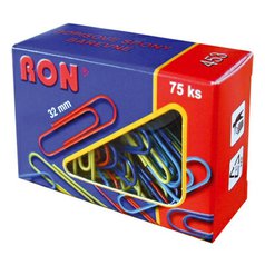 Dopisní spony RON barevné - 32 mm / 75 ks