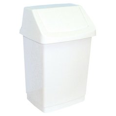 Koš na odpadky s víkem - 25 x 46 x 24 cm / bílá / 15 litrů