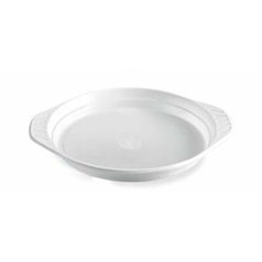 Plastový talíř s oušky, bílý (PP) O 22 cm [100 ks]