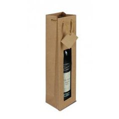 Papírové tašky na lahev vína s okénkem - hnědá, 97 x 90 x 380mm