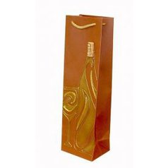 Papírové tašky na lahev vína s okénkem - design láhve s korkem, 115 x 90 x 390mm