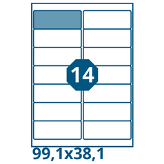 PRINT A4,samolepicí etikety, 99,1x38,1 mm,  BÍLÉ,(100 listů/2x7=14 etiket )