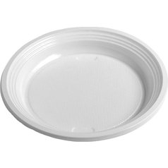 Plastový talíř mělký, bílý (PS) O 17 cm [100 ks]