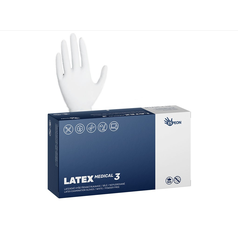 LATEXOVÉ rukavice BÍLÉ Vel XS NEpudrované Latex Medical 5,6g [100 ks]